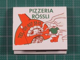 Hinwil, Restaurant Pizzeria Rössli, altes Zündholz Briefchen