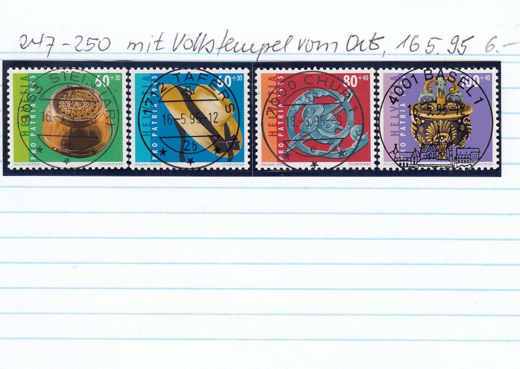 Tutti i francobolli: 247-250 mit Vollstempel vom Ort, 16.5.95 – Usato da Spreitenbach venduto da Lienbi01
