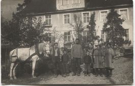 LANDWIRTSCHAFT/BAUERNFAMILIE 1910 mit Pferd