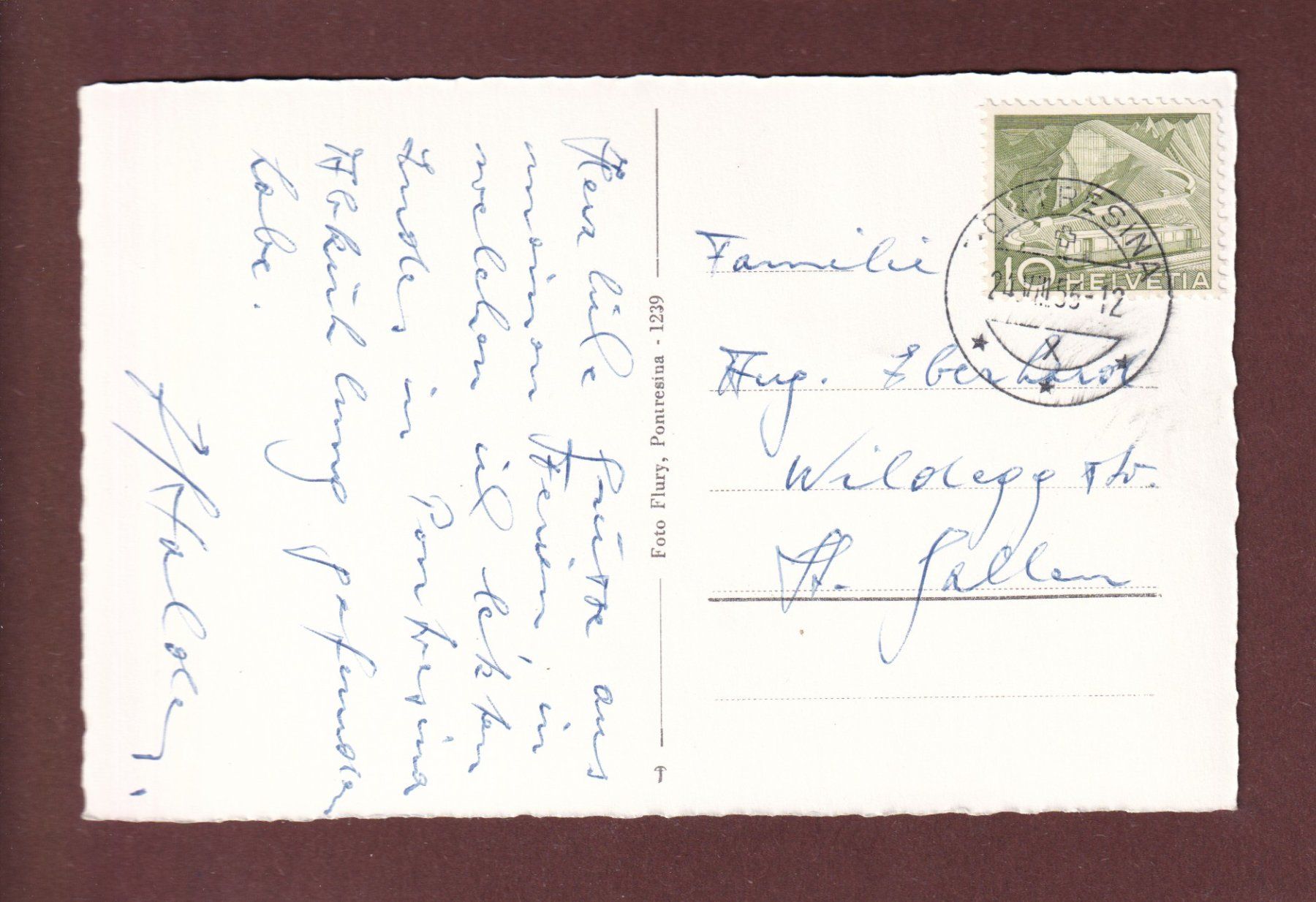 Cartoline postali: ROSEGGRUPPE - 1956 – Usato da Pully venduto da nicecards-shop 1