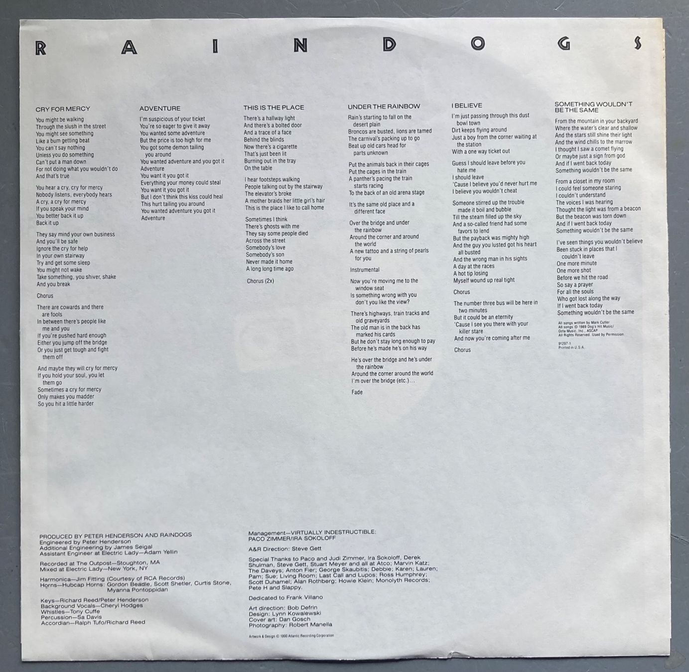 Dischi in vinile: RAINDOGS - LOST SOULS – Usato da Poliez-Pittet venduto da Newtown-Records 2