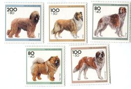 Briefmarken Bernhardiner, Langhaarcollie, Chow-Chow, Bobtail