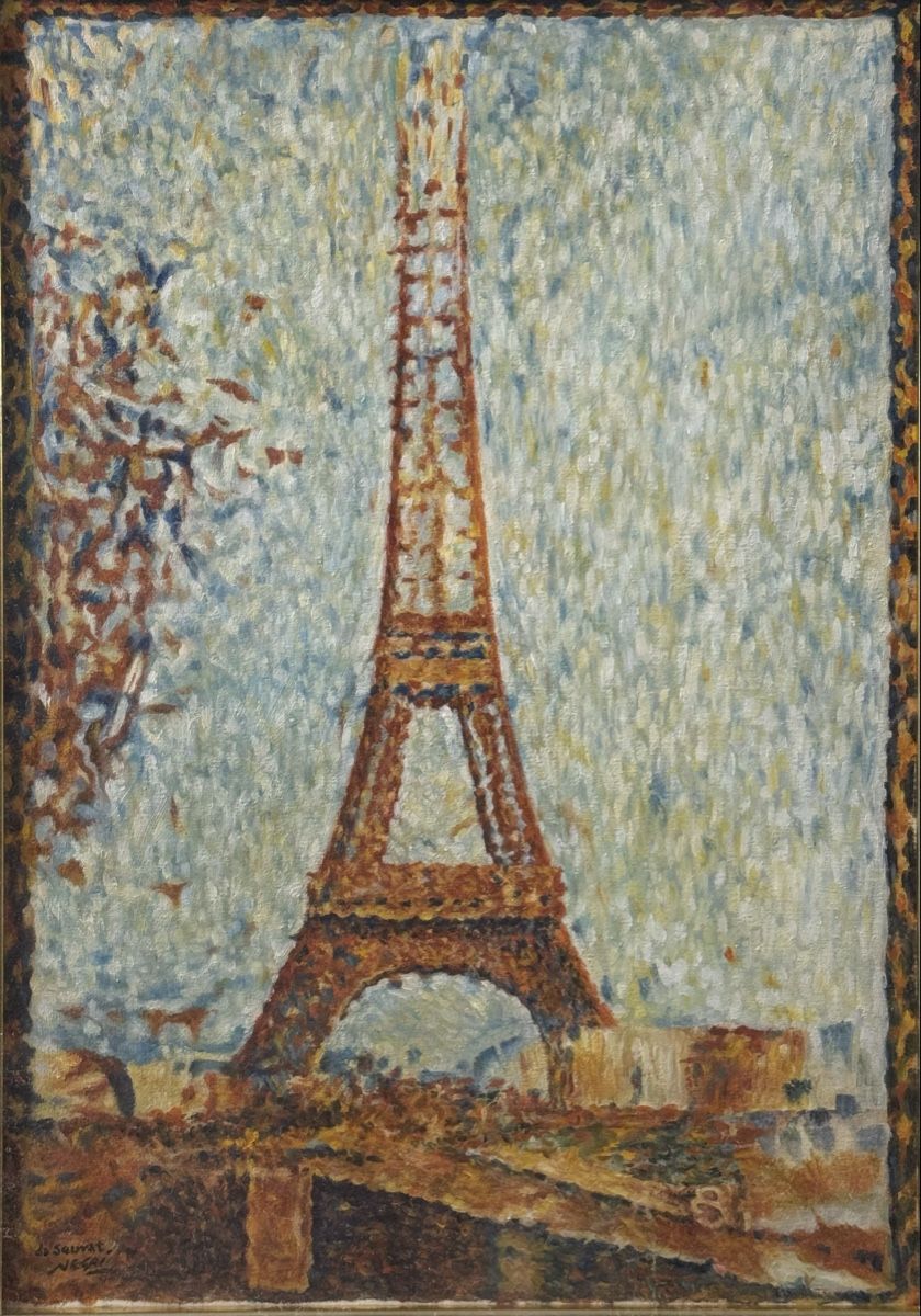 Dipinti: Neri Dipinto Torre Eiffel, cornice dorata, 63x49 cm – Usato da Genève venduto da GenevasWunderkammer 2