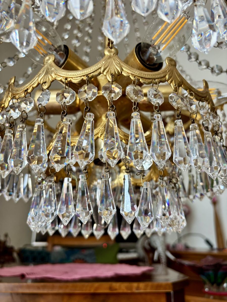 Lampes: Kristall Kronleuchter Messing, Edel-Vintage – D'occasion à Bern par Bagira40 1