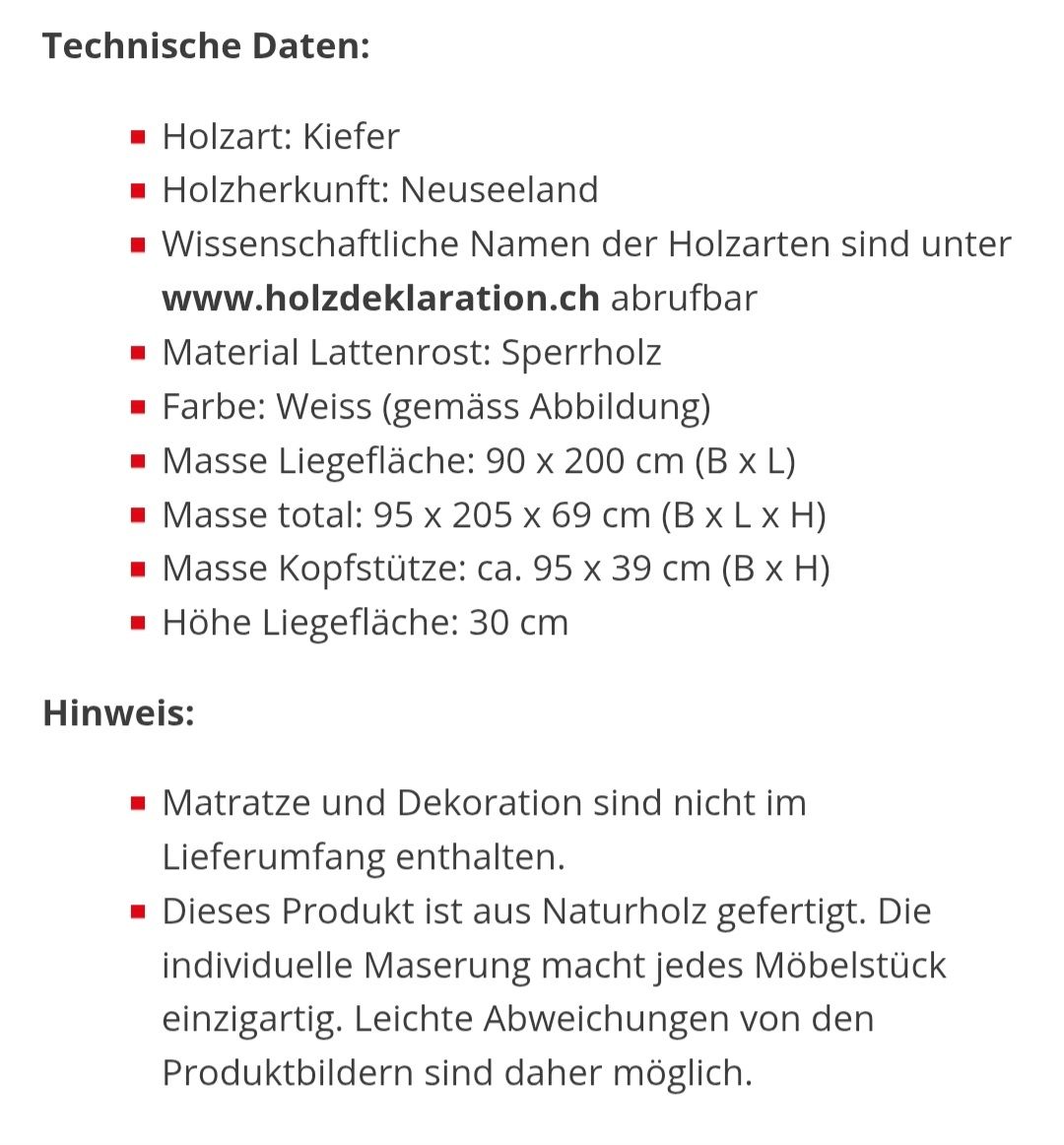 Lits: Bett JAYDEN Holz 90 x 200 cm weiss – Neuf avec emballage d'origine à St. Gallen par reb_955g 2