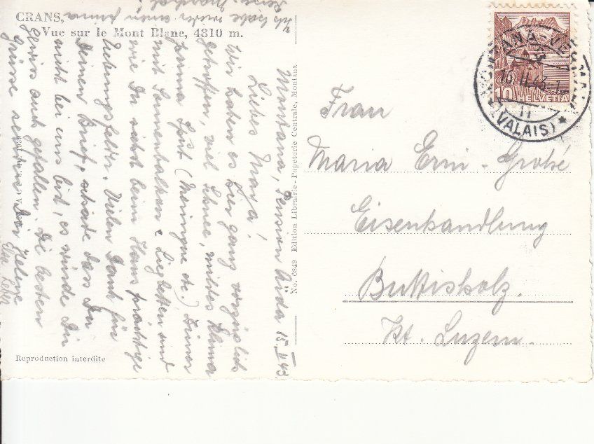 Cartoline postali: Crans 1943 – Usato da Bürglen TG venduto da StampGraf 1