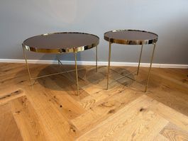 Beistelltisch Set goldfarben rund aus Glas