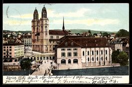 AK Zürich, Grossmünster u. Helmhaus