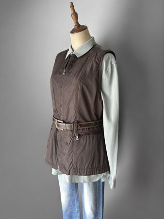 PRADA Vintage Weste Braun Nylon & Leder Gr. XL Made in Italy