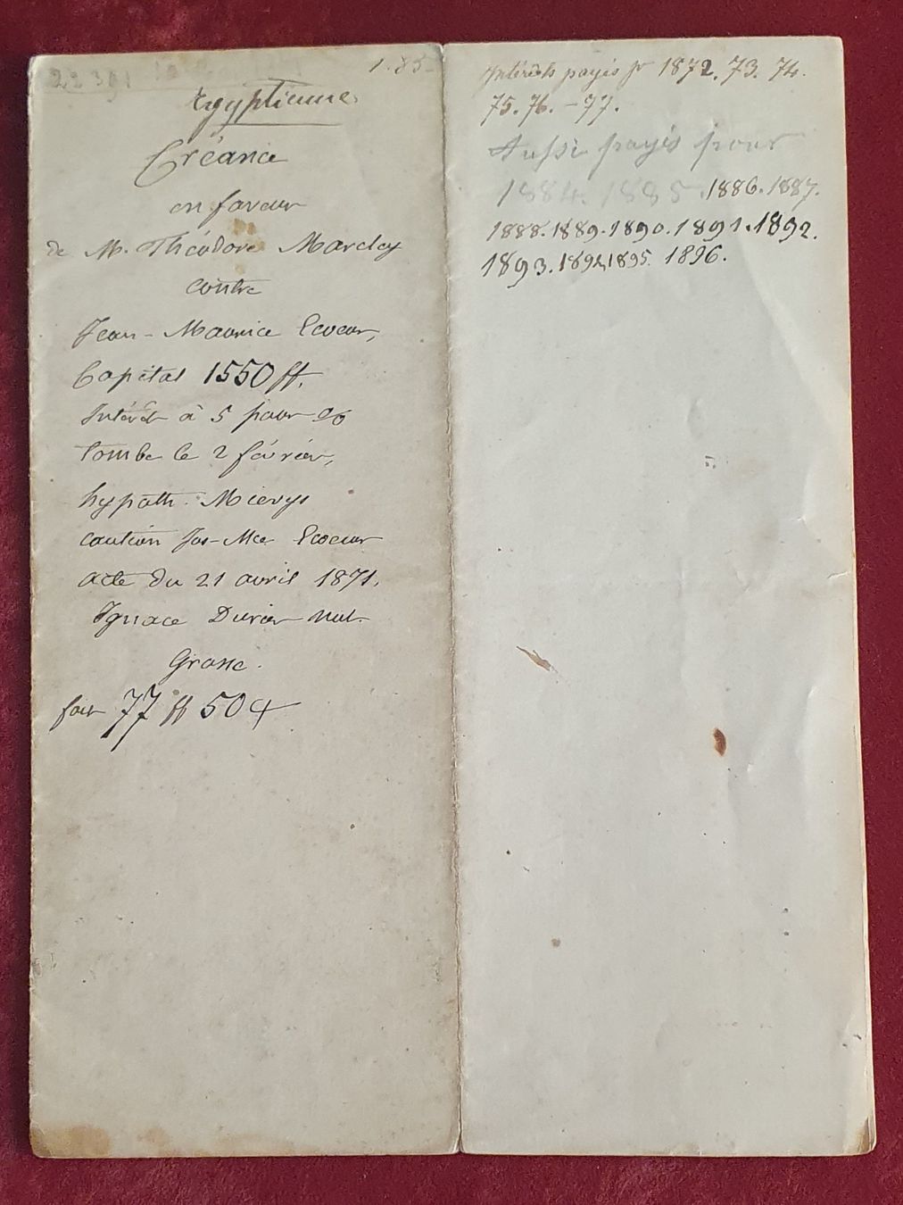 Documenti: Wallis 1883 - antikes Dokument – Usato da Kreuzlingen venduto da Rschweiz1 1