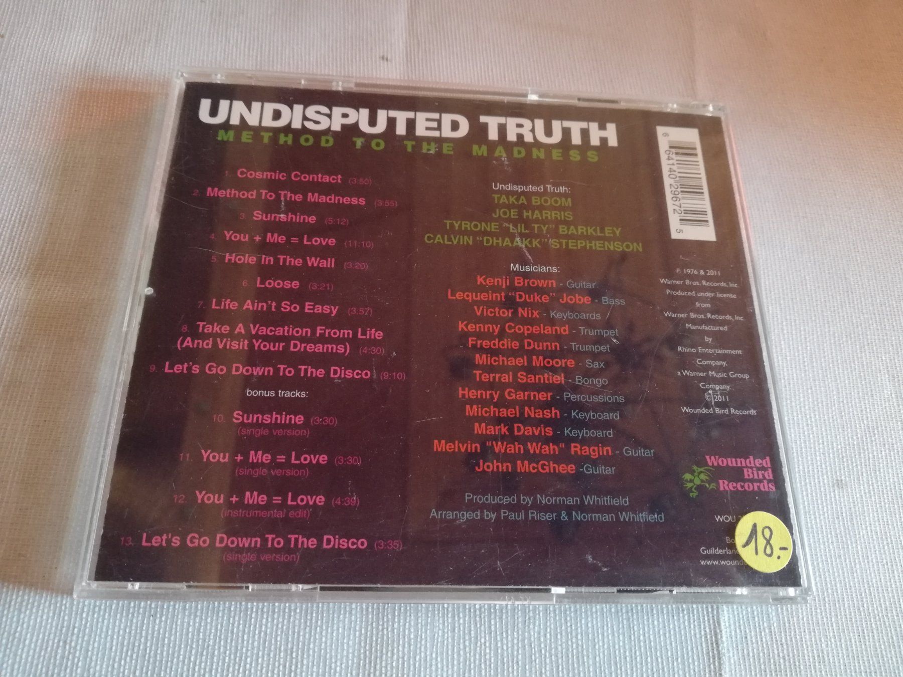 CD: UNDISOUTED TRUTH - METHOD TO THE MADNESS – Usato da Bern venduto da Vinylsound.ch 1