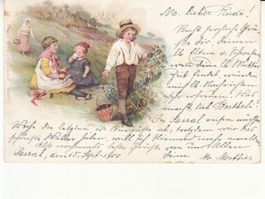 AK Weinlese mit ST Rasierklinge Chur 1900