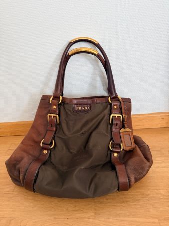 Vintage Prada Tessuto Tasche Leder mit Logo RAR!