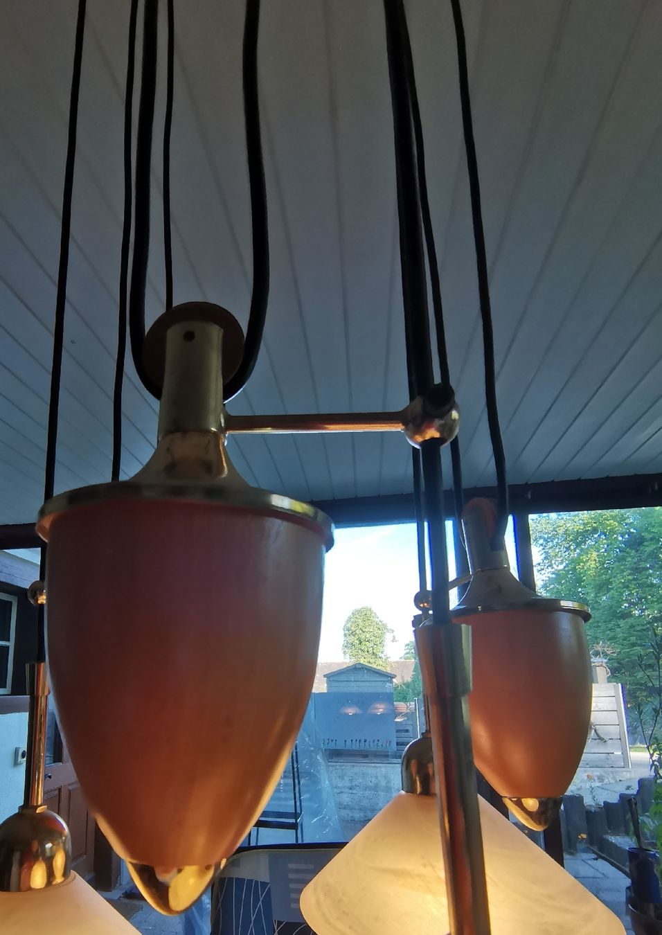 Lampadari & plafoniere: Holz-Messing Hängelampe, höhenverstellbar – Usato da Bottighofen venduto da andax 3
