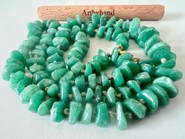Jade in Grün – Vintage Longkette handgeknüpft - 65cm Unikat