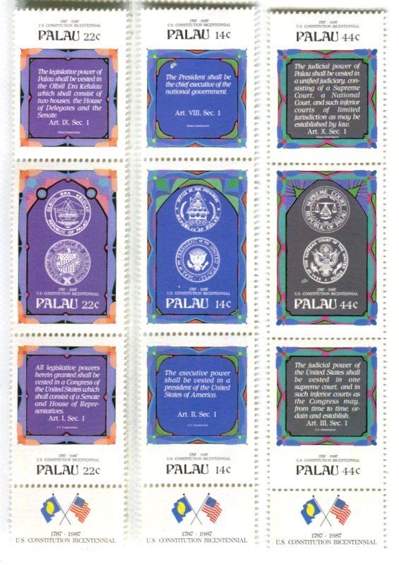 Tous les timbres: Briefmarken "Verfassung". Palau – Neuf avec emballage d'origine à Basel par Butsch5