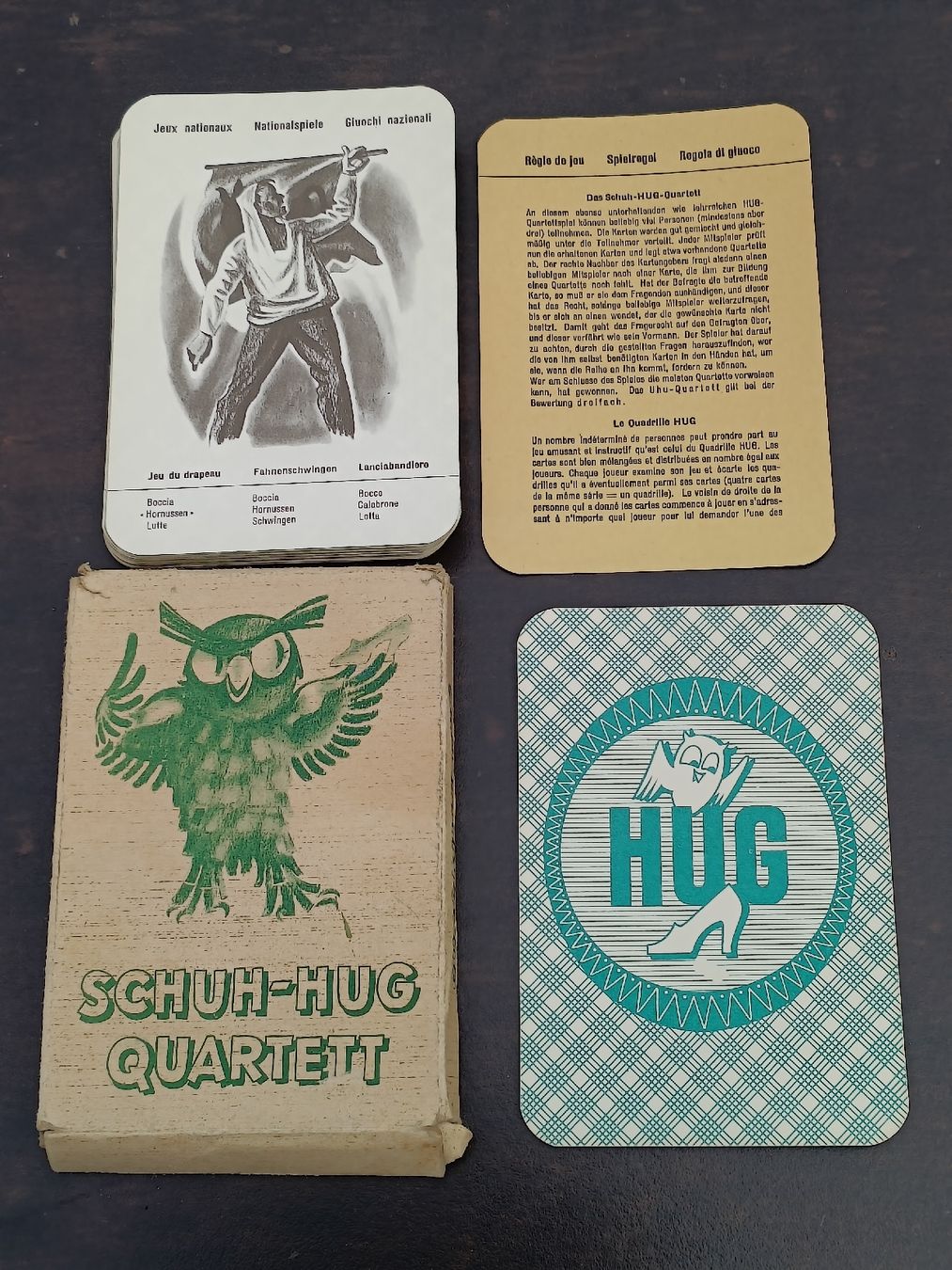 Jeux: Altes Werbe Quartett / Schuh Hug Quartett ca. 1950 – D'occasion à Brugg AG par Ente015