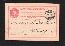 Abart:Carte-correspondance,Plattenbruch im Wertzeichen ,1873