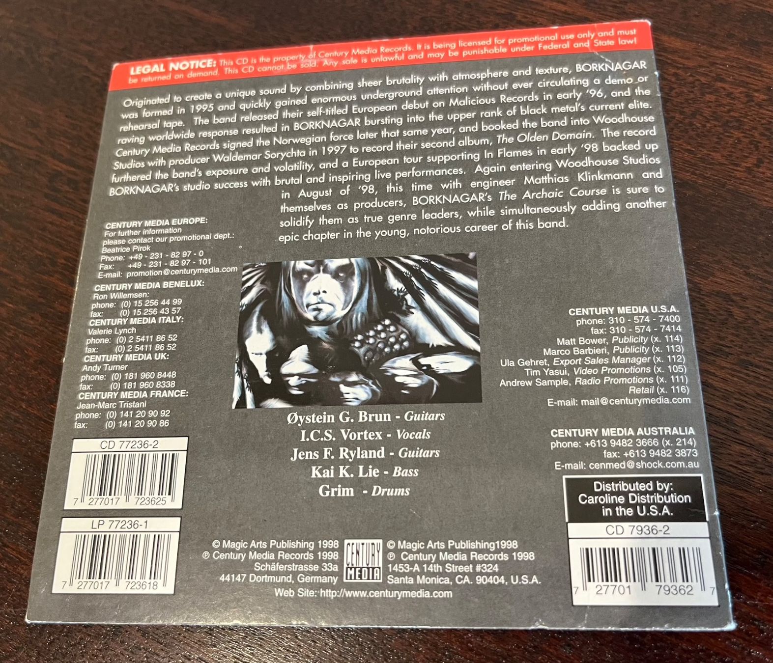 CD: CD - Borknagar - The Archaic Course - Promo - 1998 – Usato da Bergdietikon venduto da Lowieken 1