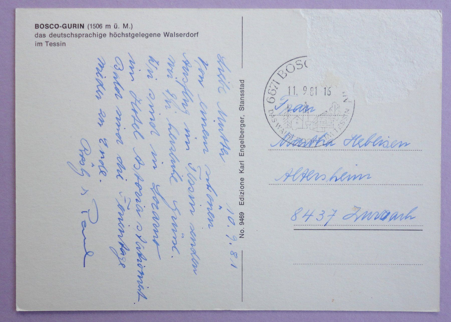 Cartes postales: Bosco-Gurin (1506 m ü.M.) – Défectueux à Fétigny par Billy2miny 1