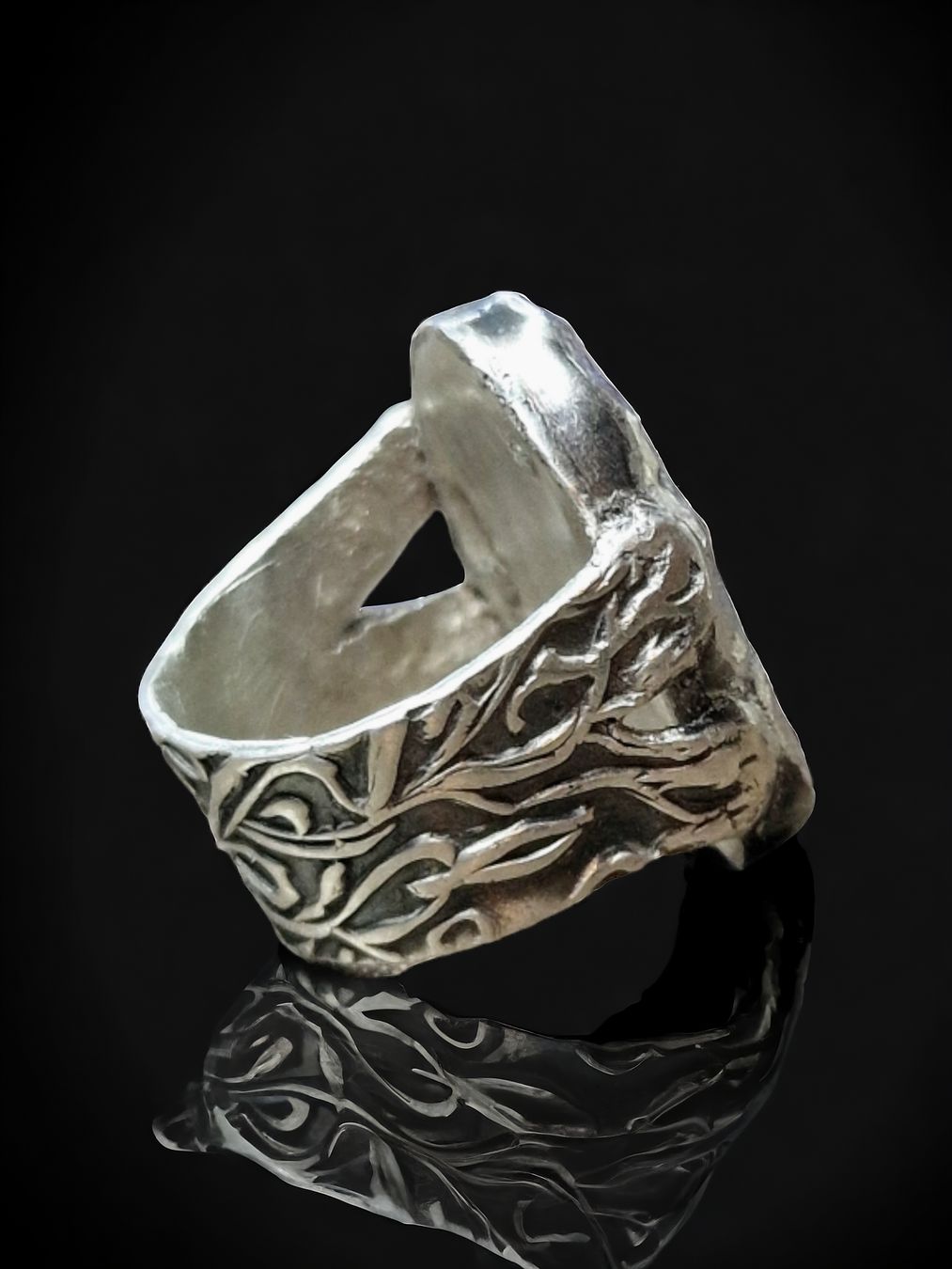 Anelli: Statement-Ring, Silber & Dendritenachat, Grösse 55 – Nuovo e nell'imballaggio originale da Aarau venduto da Schmuckhoehle_MD 4