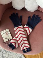 Moncler Gloves Wool Blend Red/White Chevron - Size S