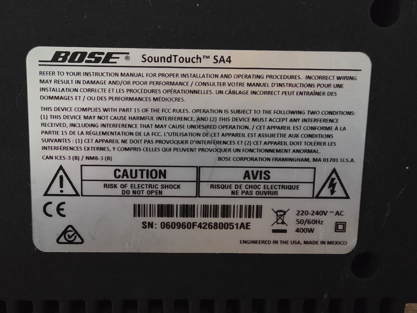 Bose Amplificatori: Bose SoundTouch SA4 Verstärker mit Adapter – Usato da Bellikon venduto da Tschanzli 2