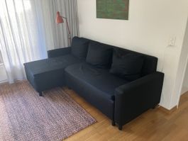 Ecksofa Bettsofa schwarz mit 3 Kissen