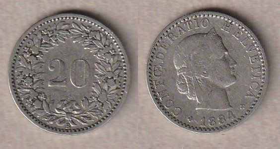 Tutti le monete: 20 Rappen 1884 – Usato da Allschwil venduto da Coinfreak