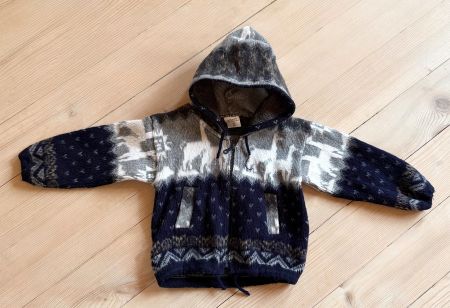 Jacke/Jäckchen Baby warm,Kapuze,Alpakas,Wolle,Gr.2(ca.86/92)