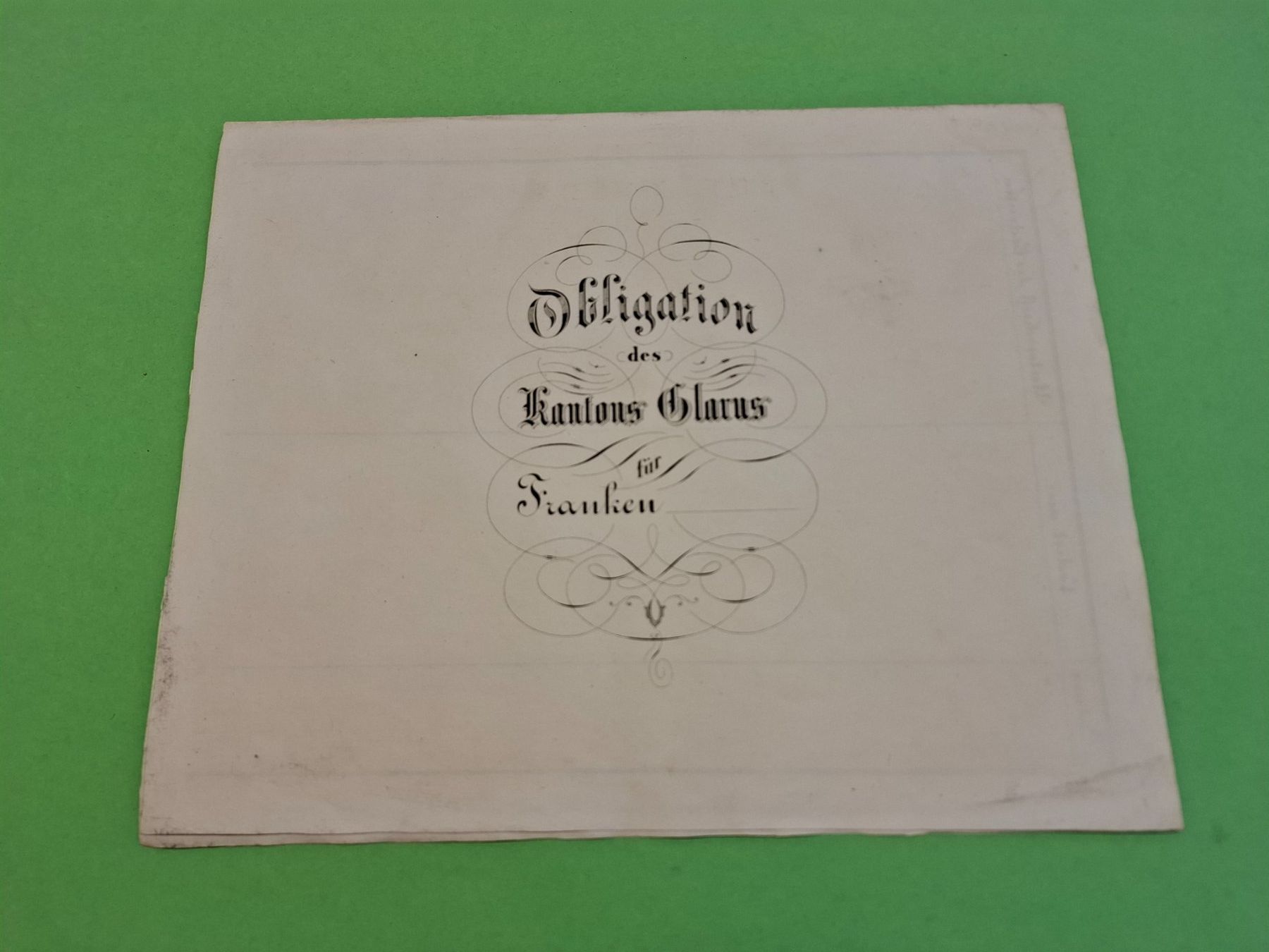 Documenti: Schuldschein Kt. Glarus 1852 – Difettoso da Schwanden GL venduto da Suvorov 7