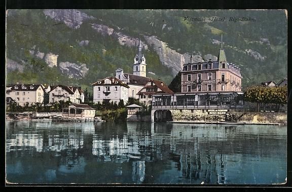 Cartoline postali: AK Vitznau, Ansicht vom Hotel Rigi-Bahn – Usato da Berlin venduto da bartko-reher