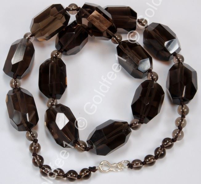 Catenine: Rauchquarz Kette ca. 53cm 925 Silber – Nuovo (secondo la descrizione) da Oberglatt ZH venduto da Goldfee1 1
