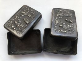 China 2 kleine Tusche? Box, schönes Motiv, signiert