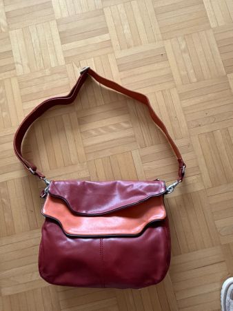 Tasche Leder rot orange Damen gute Zustand, Stefi Thalman