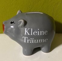 Graues Sparschwein "Kleine Träume" - Ideal als Geschenk!