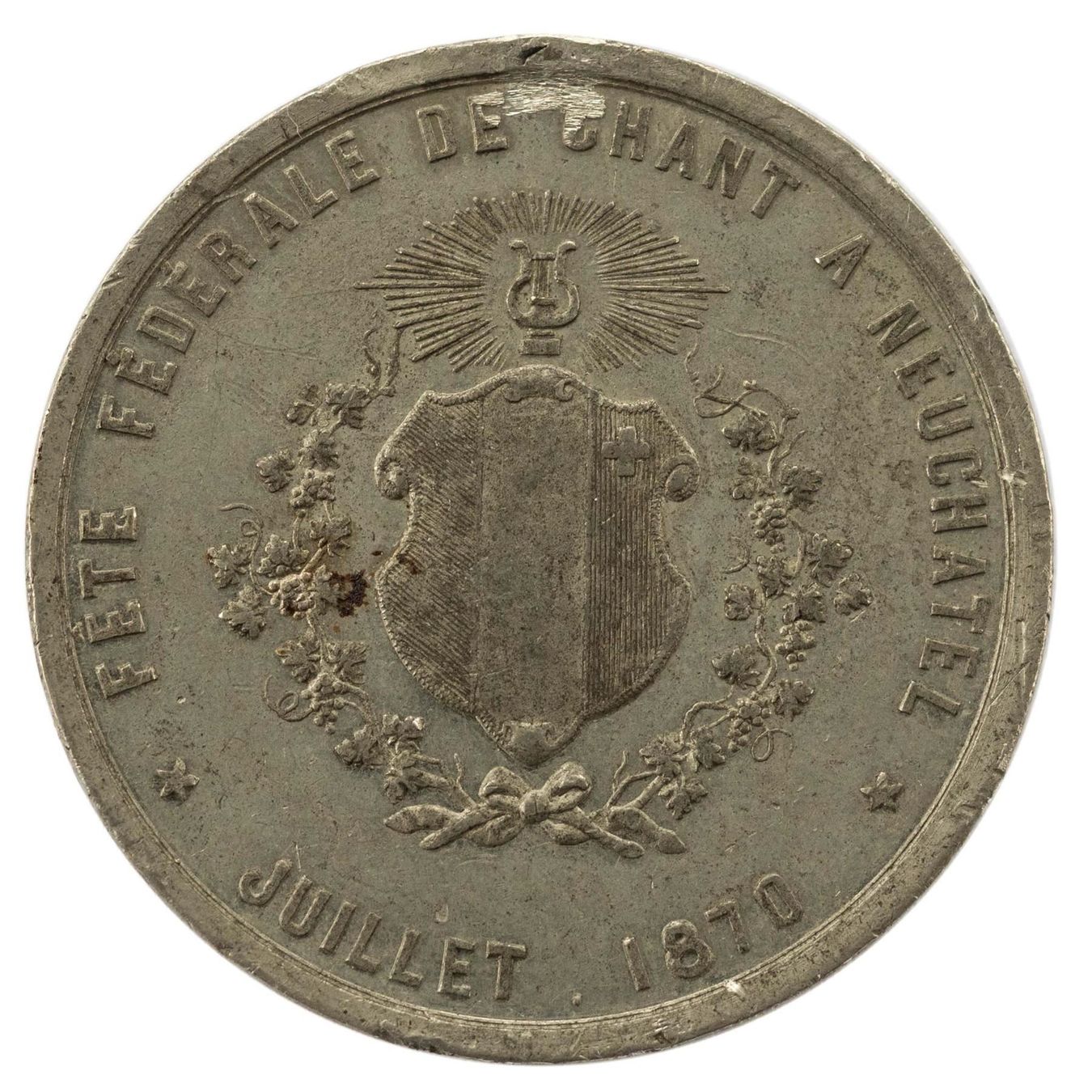 Medaglie: Medaille Eidg. Sängerfest 1870 Neuenburg – Usato da Rotkreuz venduto da Swiss-Coins 1