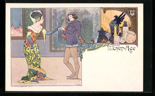 Ansichtskarten: sign. Louis Lessieux: Moyen-Age, Junger  – Gebraucht aus Berlin von bartko-reher