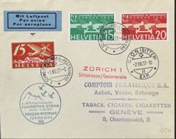 Flugpost Brief 1937 Zürich-Sion Automobil-Postbureau
