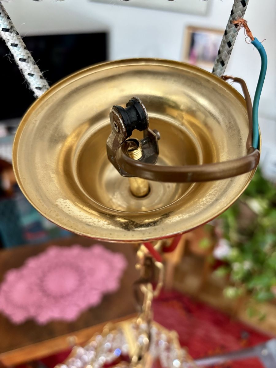 Lampes: Kristall Kronleuchter Messing, Edel-Vintage – D'occasion à Bern par Bagira40 5