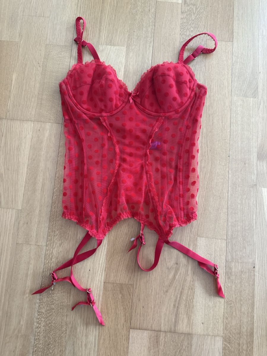 Altra biancheria intima: Red Polka Dot Corset with Garters Size M – Nuovo (secondo la descrizione) da Zürich venduto da Paleodream