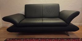 2-er Sofa Leder schwarz, Polstergruppe neuwertig