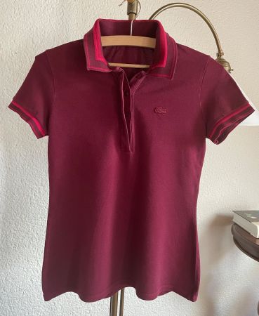 Lacoste Damen Polo Shirt, Gr. 36, Bordeauxrot, Piqué Stoff