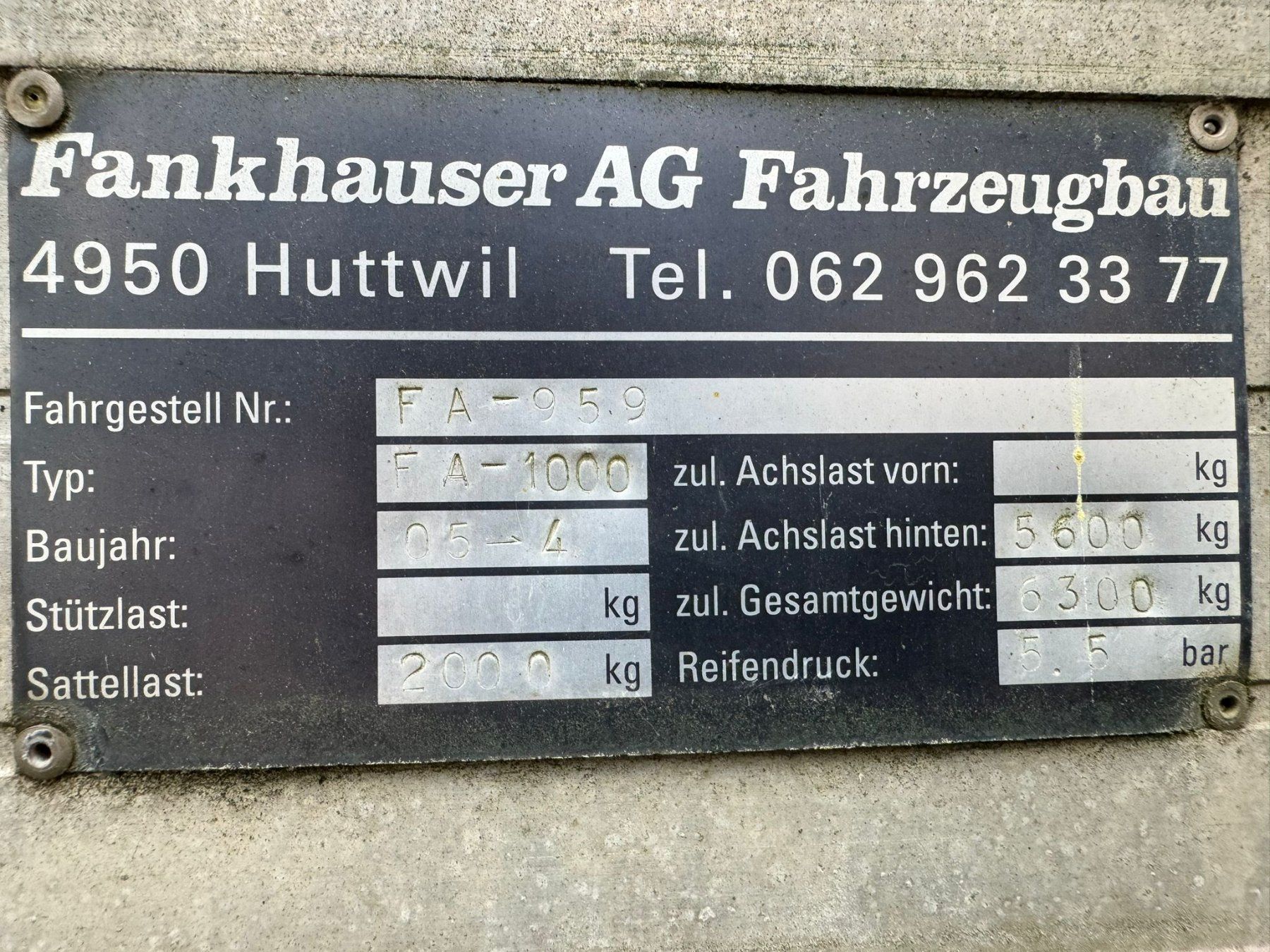 Fankhauser Anhänger: Fankhauser - FA-1000 – Gebraucht aus Olten von D.Edelmann_GmbH 3