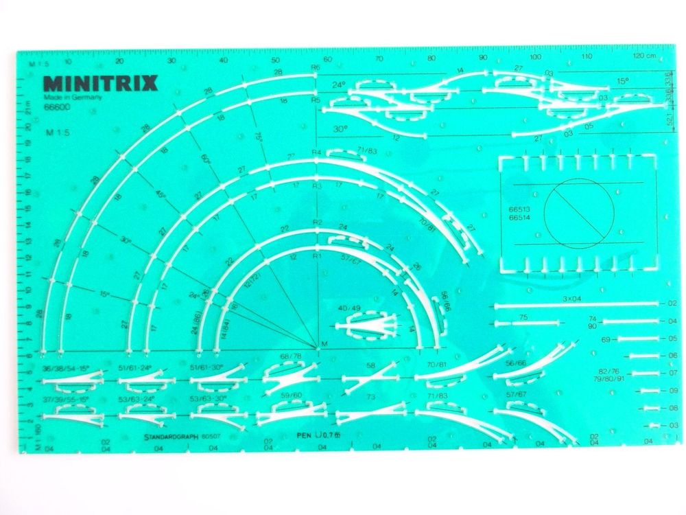 Trix 66600 Minitrix Spoorsjabloon - Voor Het Ontwerpen Van Schaal 1:160 Spoorplannen - Onmisbaar Voor Modelbouwers (15+)