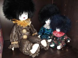 Vintage Clowns - Handgemacht aus Stoff und Porzelan