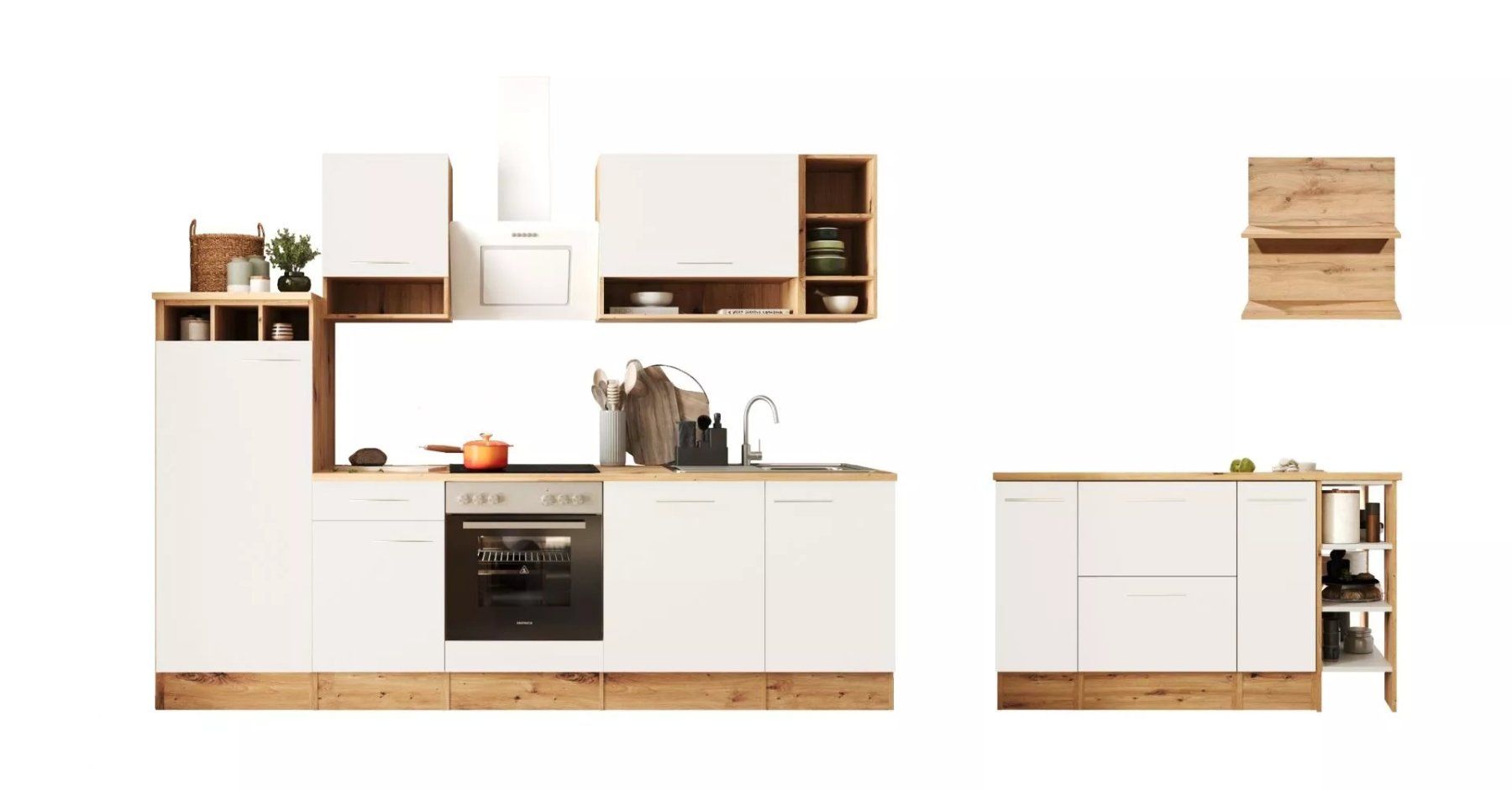 Cucine complete: 919 - Inselküche Einbauküche Eiche Weiss Hilde 280cm – Nuovo e nell'imballaggio originale da Wallenwil venduto da toesstalvertrieb 2