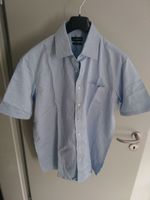 Hemd blau-weiss, Regular Fit, 41/42, Easycare, kurzarm