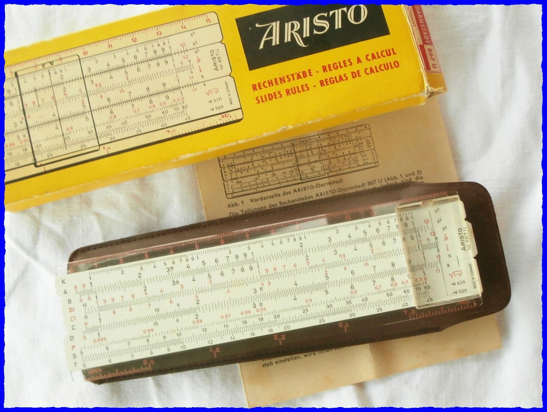 Calcolatrici tascabili: RECHENSCHIEBER ARISTO "967 U" - mit Box, Etui & Anleitung – Usato da Worblaufen venduto da Re_mo81