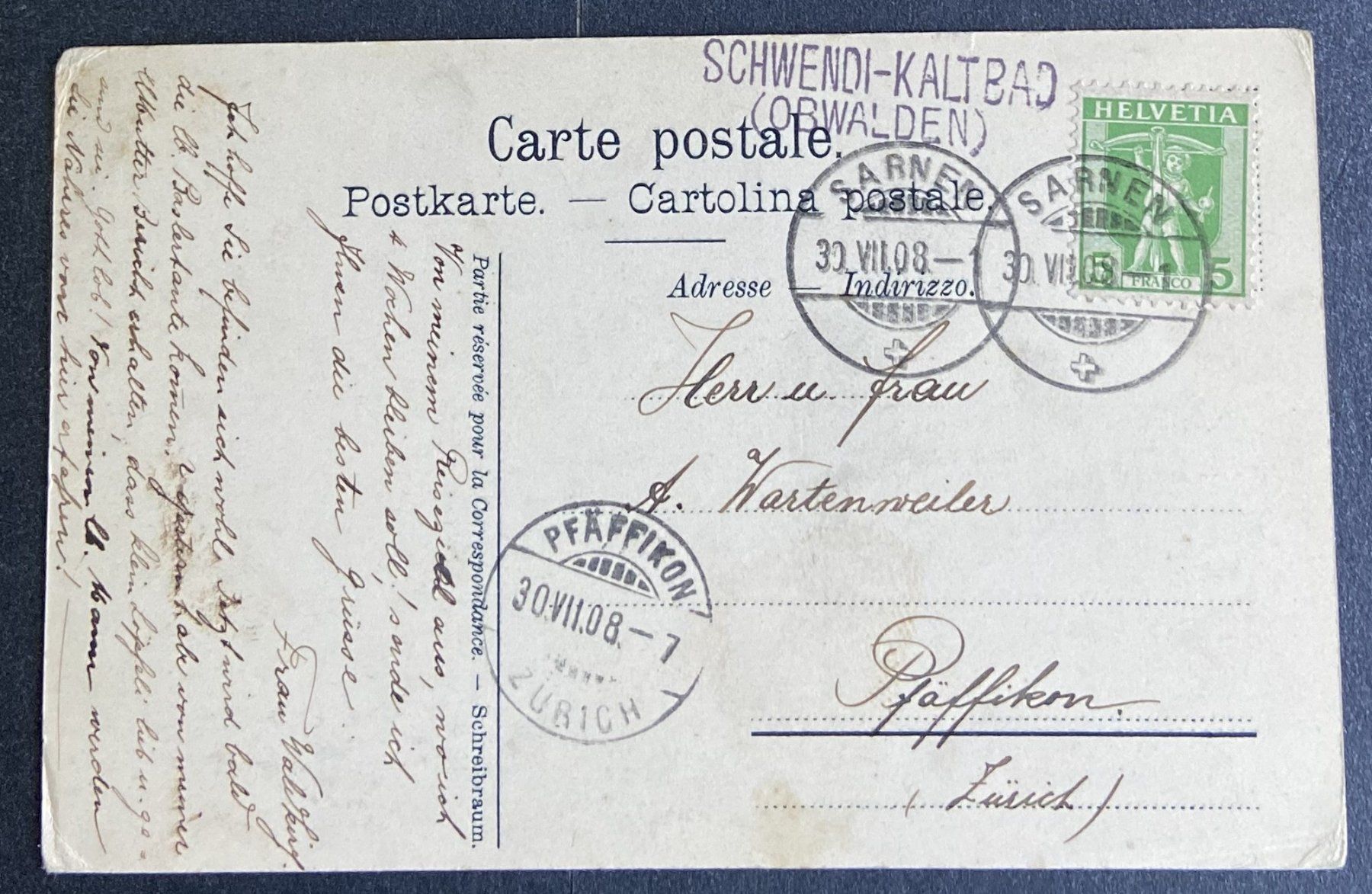 Cartoline postali: AK Schwendi - Kaltbad ob Sarnersee – Usato da Böckten venduto da Hansi36 1